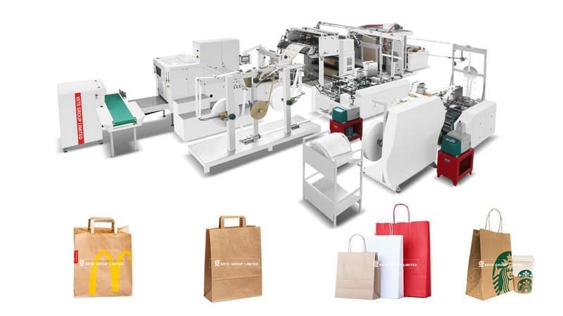 Fully Autoamtic Paper Bag Making Machine With Twisted handle and Flat Handle